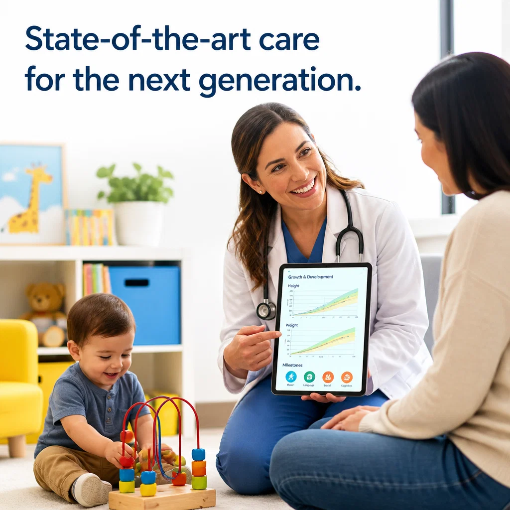 Pediatrician ad concept example: Modern Healthcare Tech