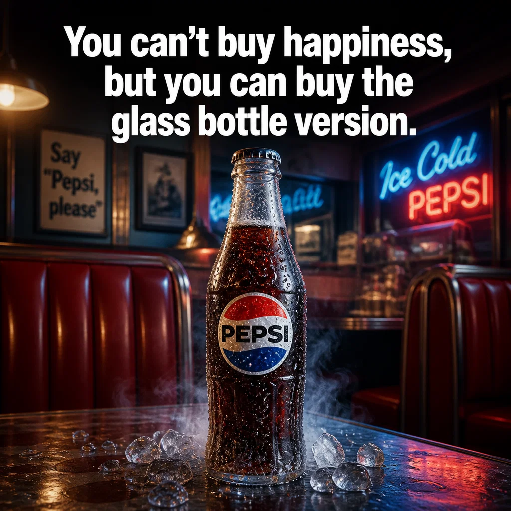 Pepsi meme ad example: The Glass Bottle Vibe