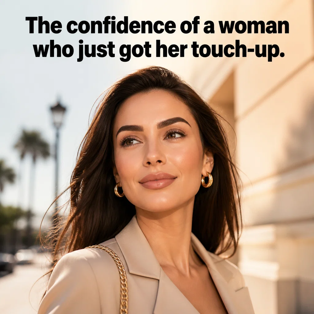 Permanent Makeup meme ad example: The New Brow Glow