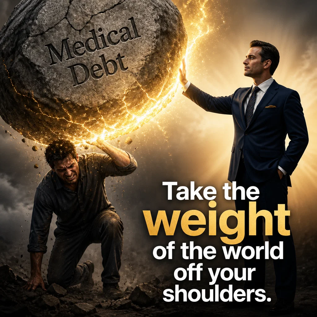 Personal Injury Lawyer ad concept example: The Heavy Weight Lifted