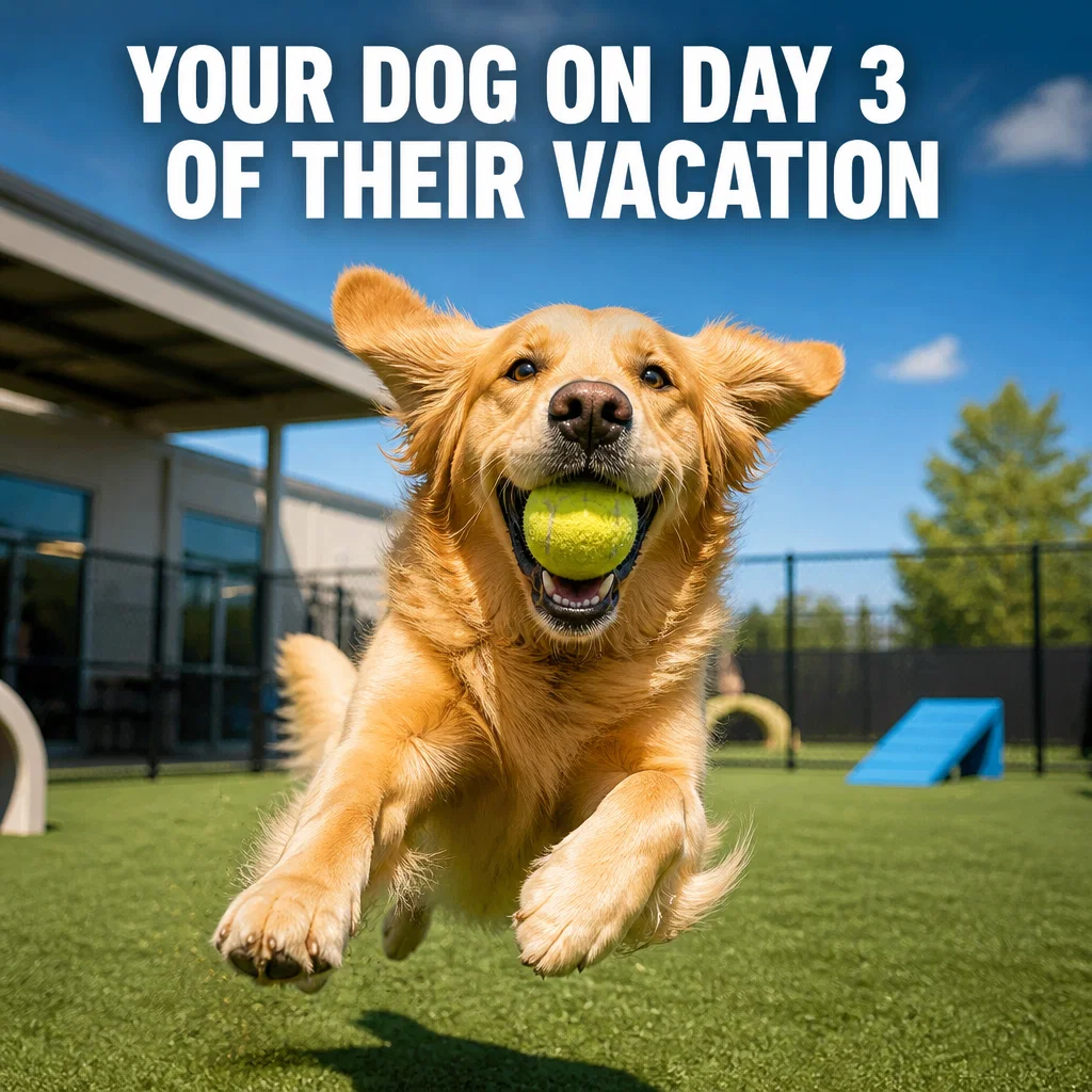 Pet Boarding meme ad example: Vacation Mode