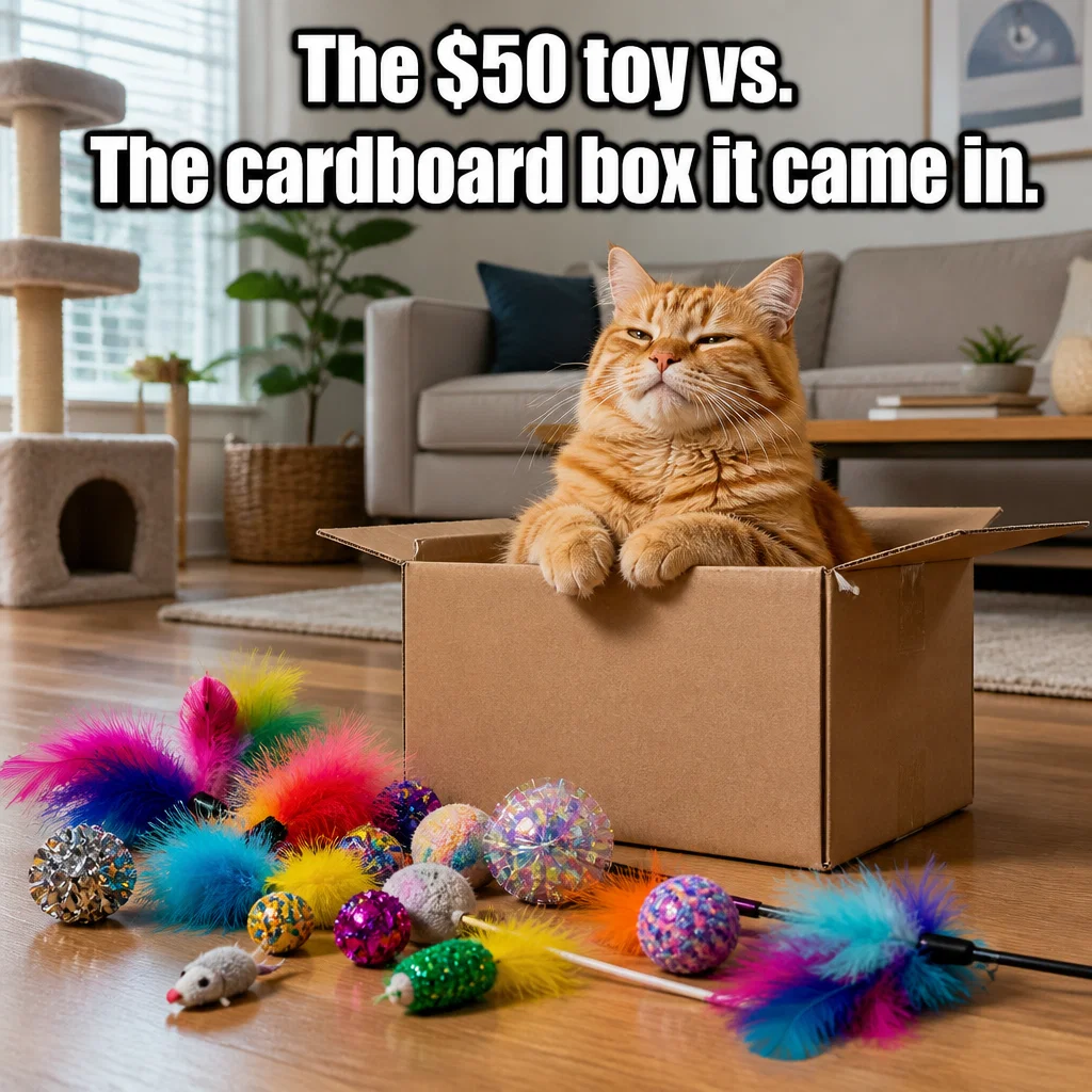 Pet Brand meme ad example: Cat Logic: The Box