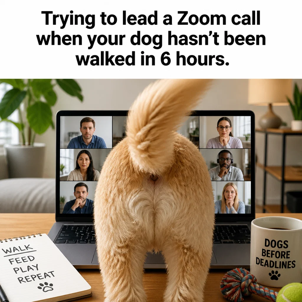 Pet Sitting meme ad example: The Work From Home Struggle
