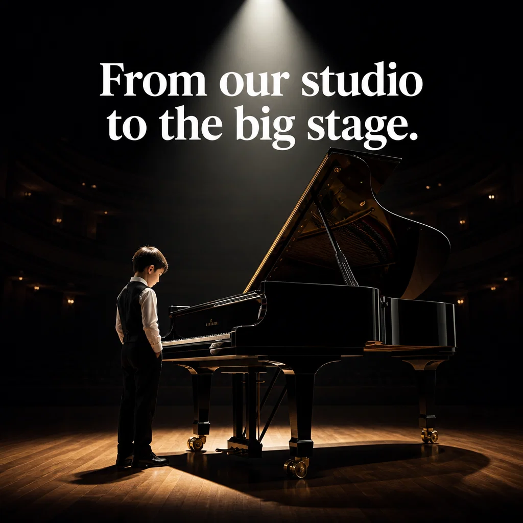 Piano Lessons ad concept example: The Concert Hall Dream