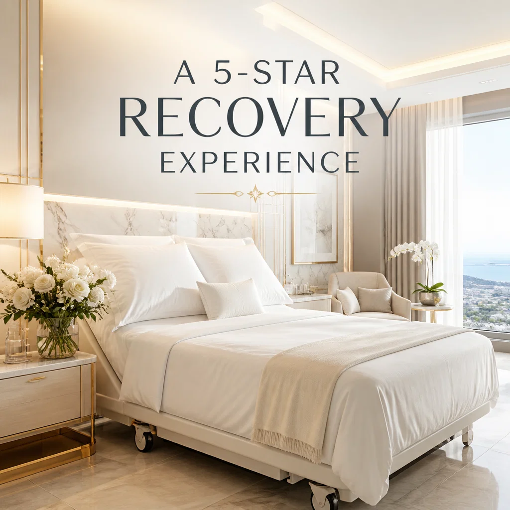Plastic Surgeon ad concept example: The Recovery Suite