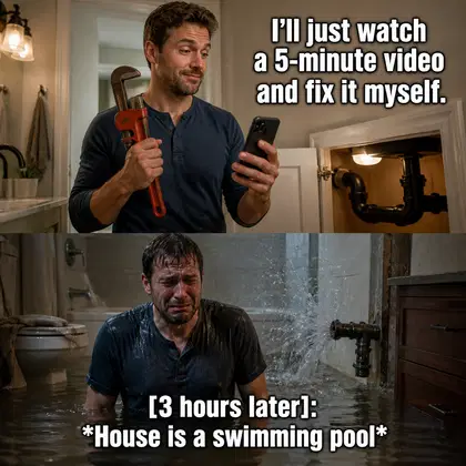 Plumbing meme ad example: The YouTube Tutorial Trap