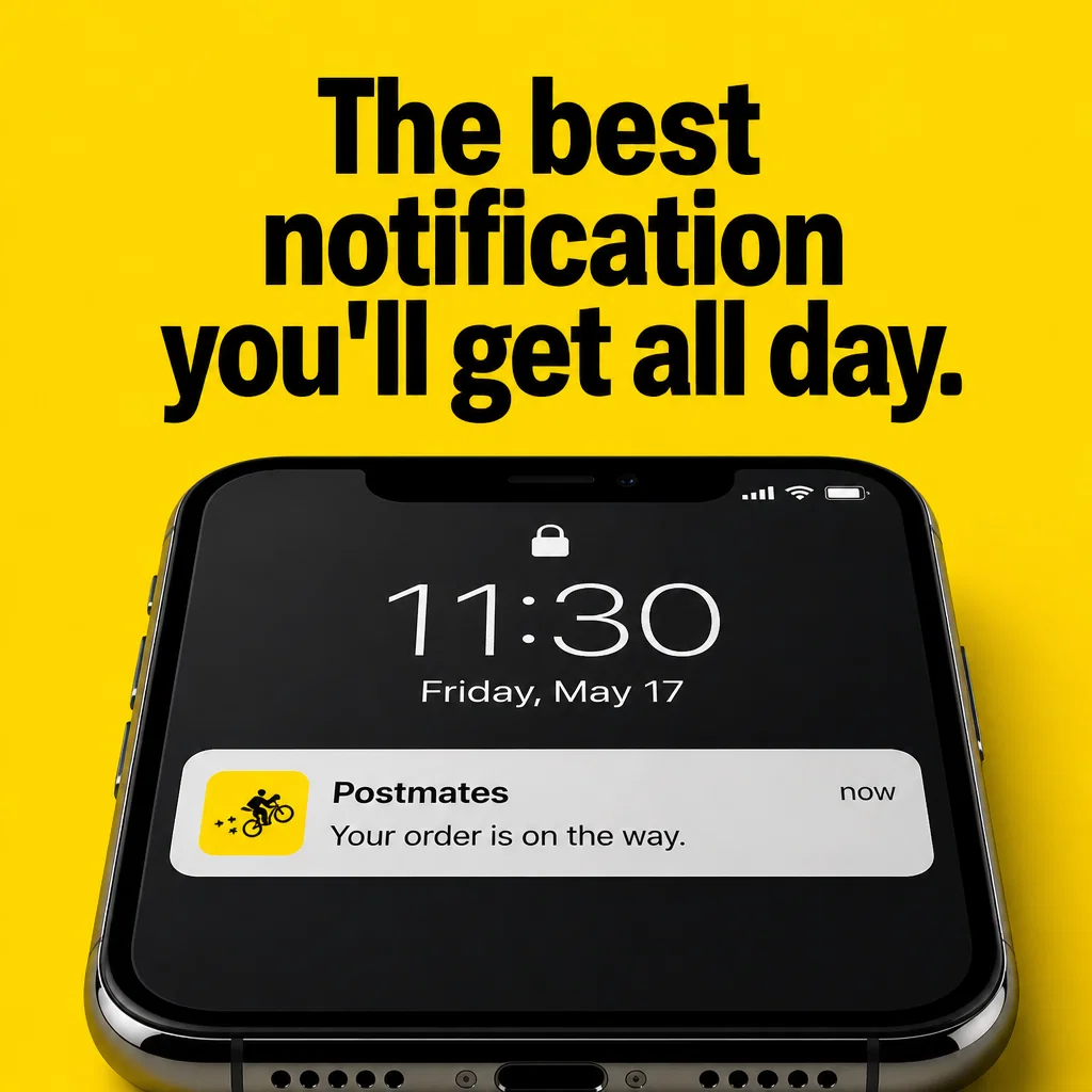 Postmates meme ad example: Doorbell Dopamine