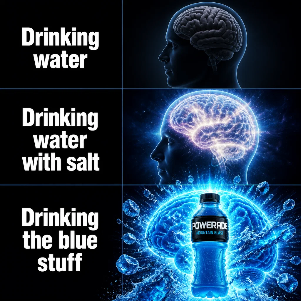 Powerade meme ad example: The Electrolyte Flex