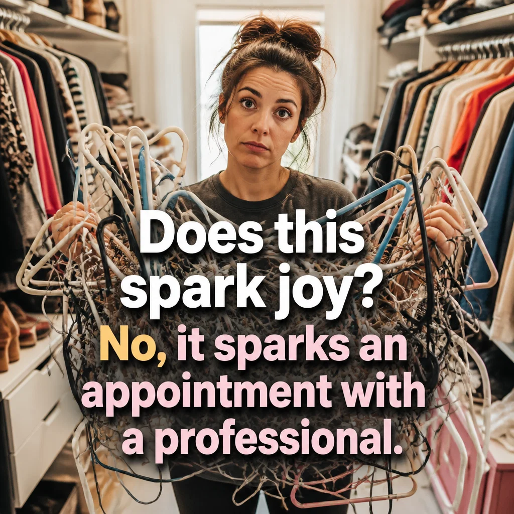 Professional Organizer meme ad example: Marie Kondo Energy