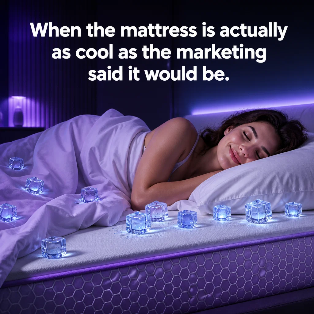 Purple meme ad example: The Cool Side of the Pillow