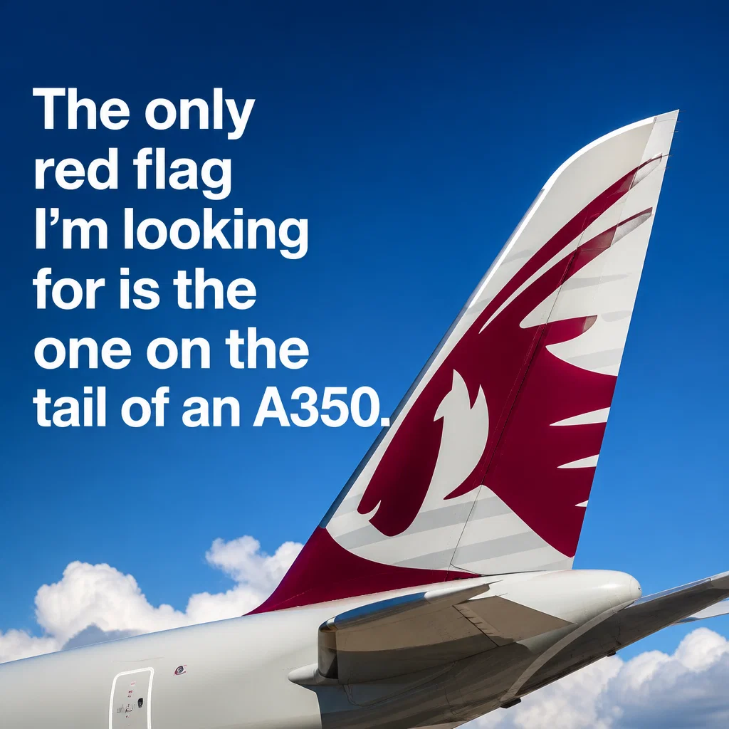 Qatar Airways meme ad example: The Burgundy Flag