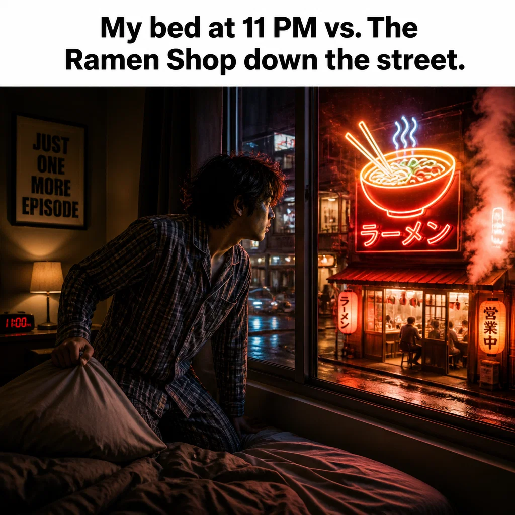 Ramen Shop meme ad example: Late Night Hero