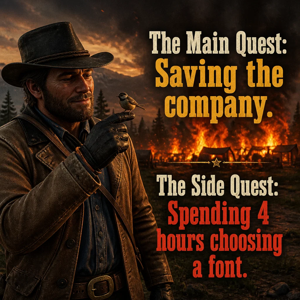 Red Dead Redemption meme ad example: The Side Quest Trap