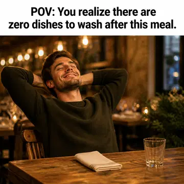 Restaurant meme ad example: Dish Day Blues