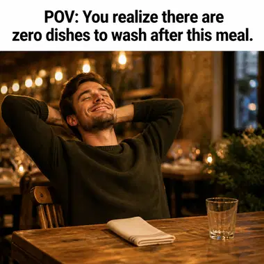 Restaurant meme ad example: Dish Day Blues