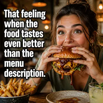 Restaurant meme ad example: The First Bite Face
