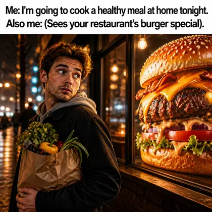 Restaurant meme ad example: The Kitchen Escape