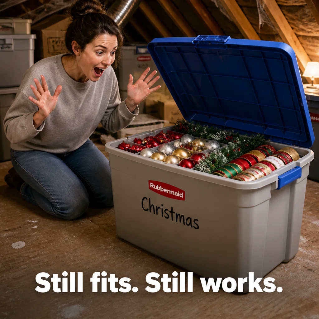 Rubbermaid meme ad example: Holiday Bin Return