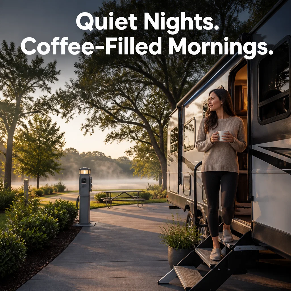 RV Park ad concept example: The Morning Routine