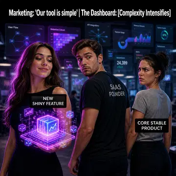 SaaS meme ad example: The Feature Creep Loop
