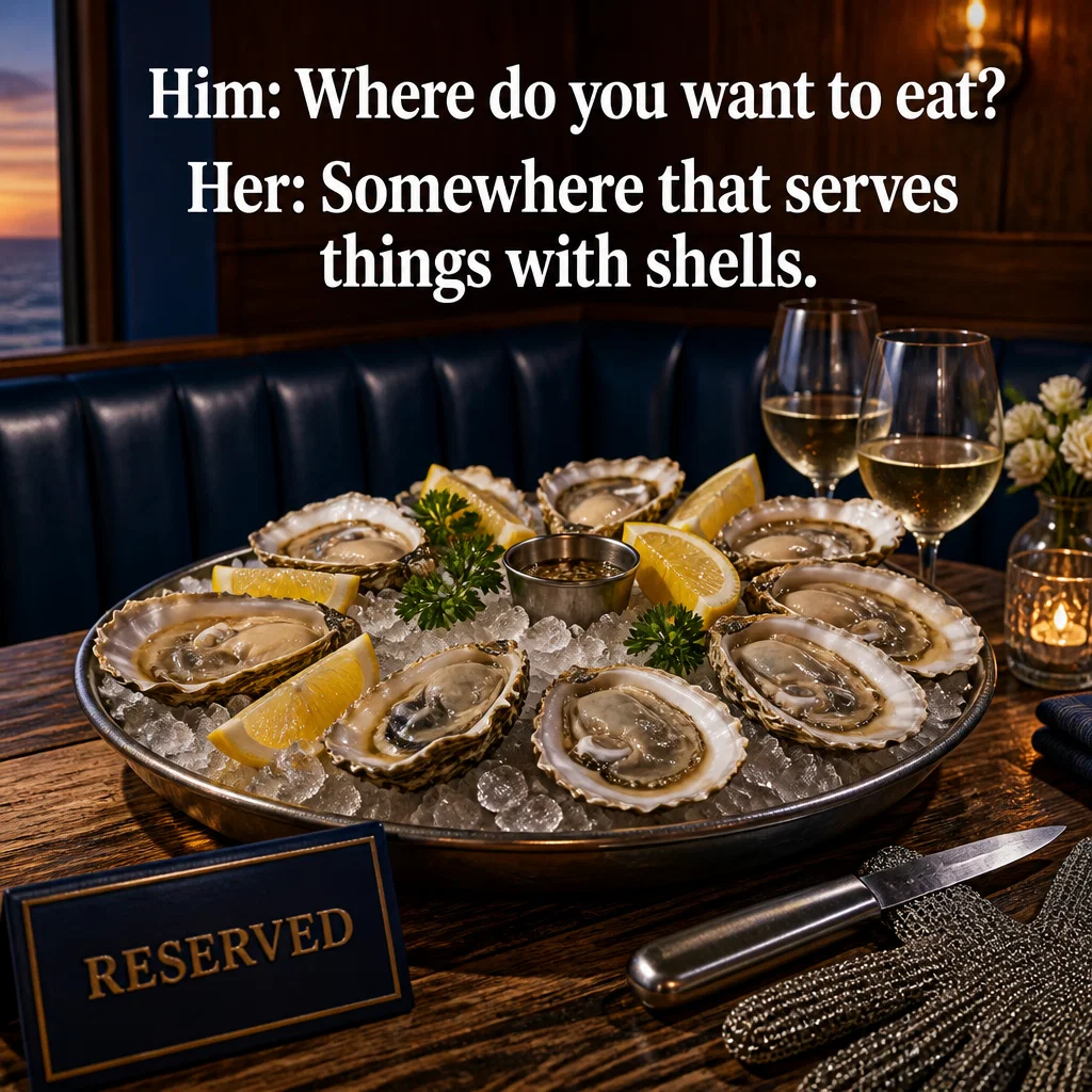 Seafood Restaurant meme ad example: Date Night Choice