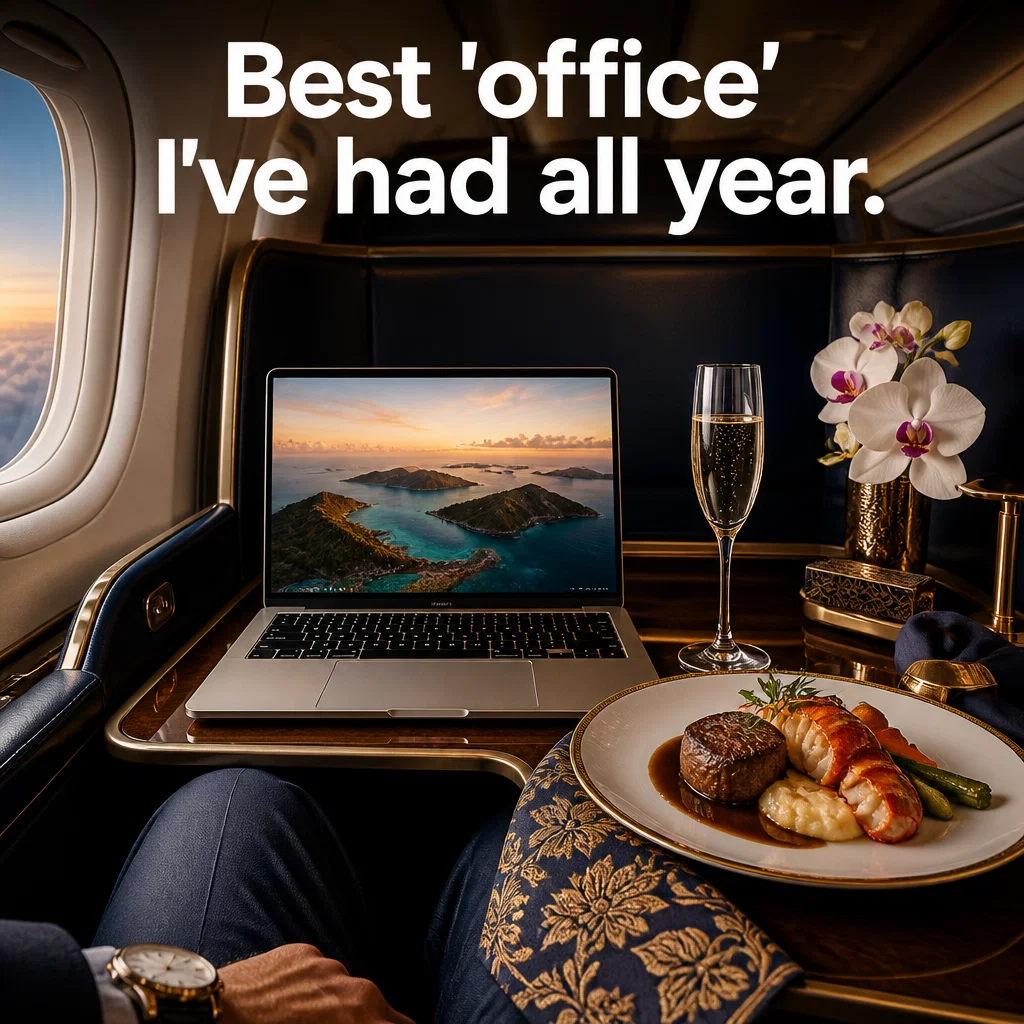 Singapore Airlines meme ad example: The Work-From-SIA Reality