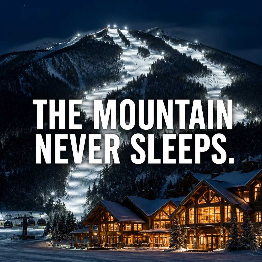 Ski Resort ad concept example: Night Session Glow