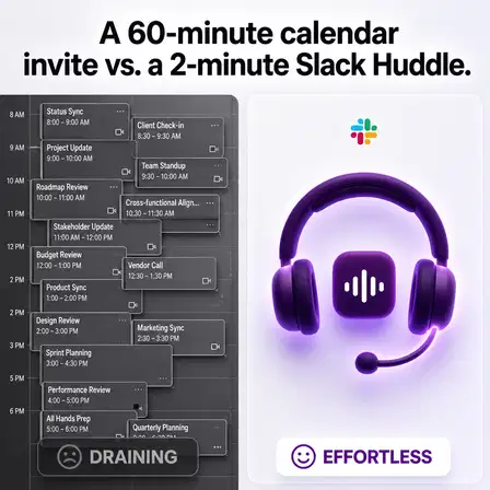 Slack meme ad example: The Huddle Transition