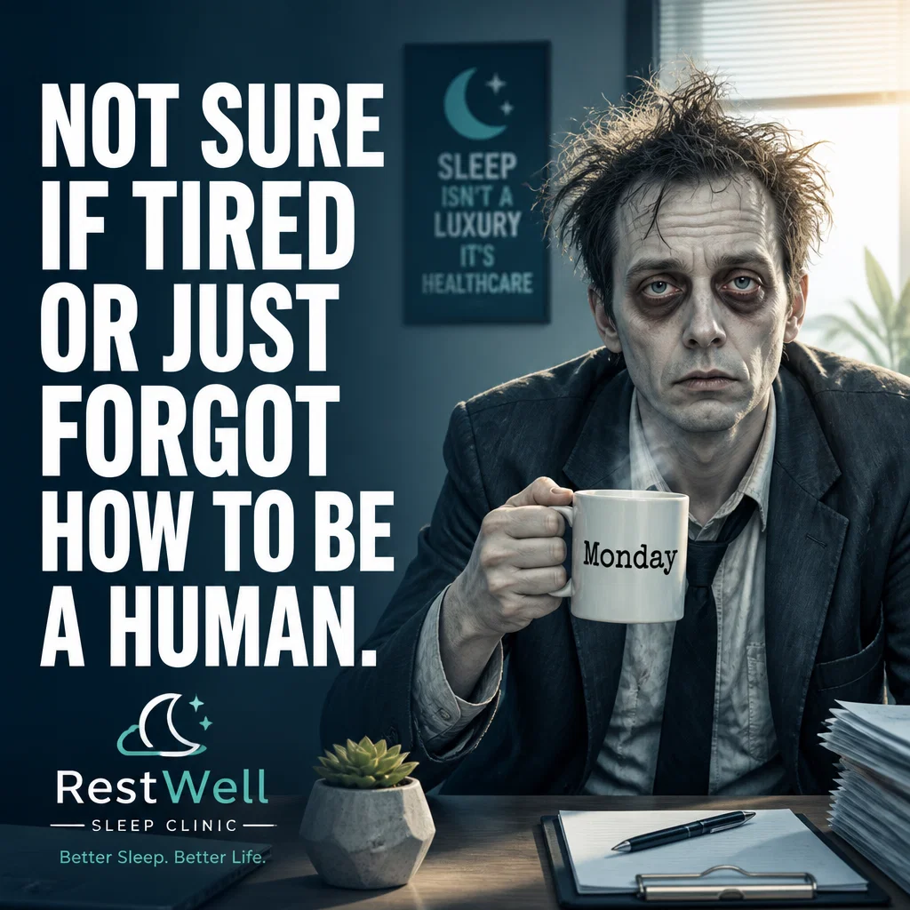 Sleep Clinic meme ad example: The Morning Zombie