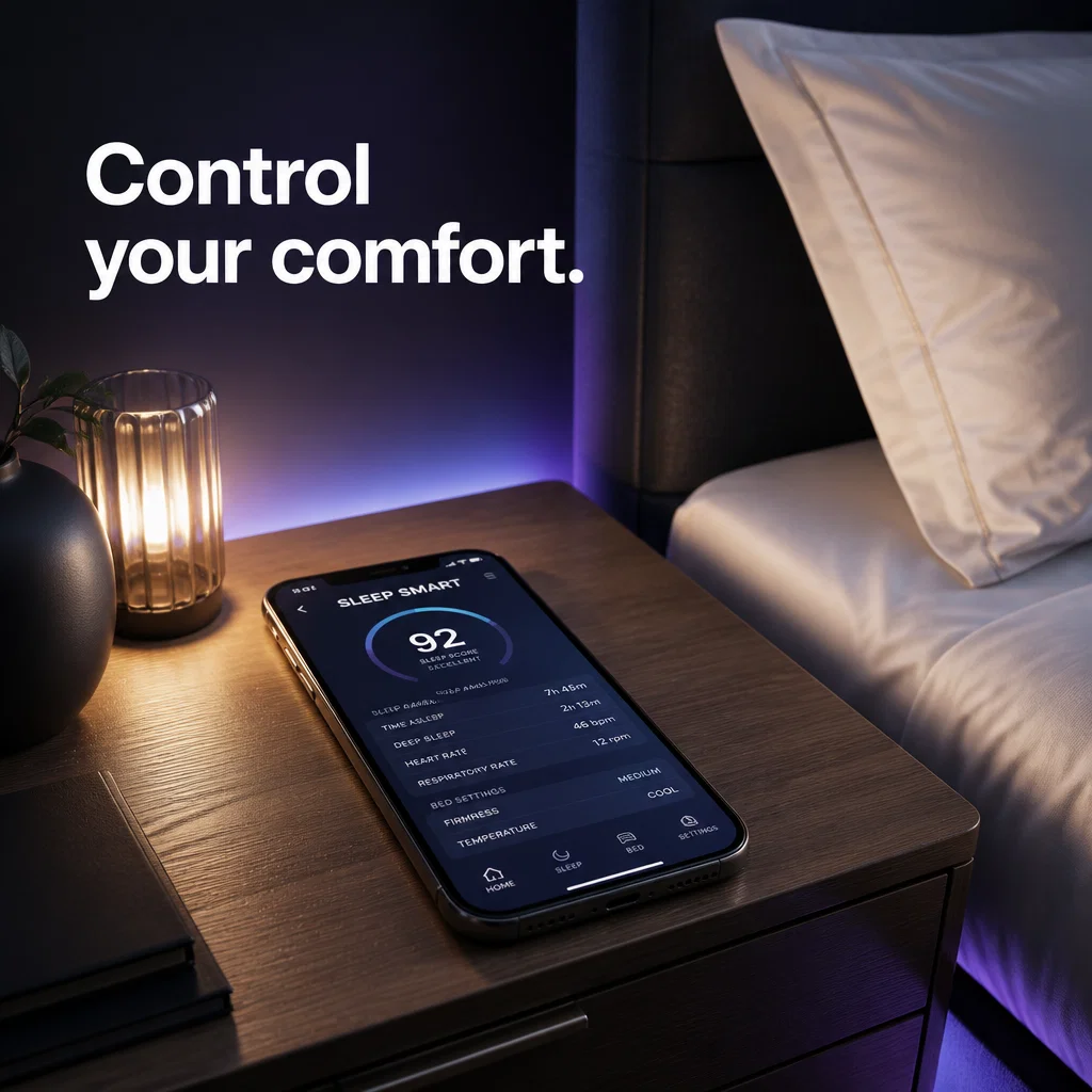 Sleep Number ad concept example: The Connected Nightstand