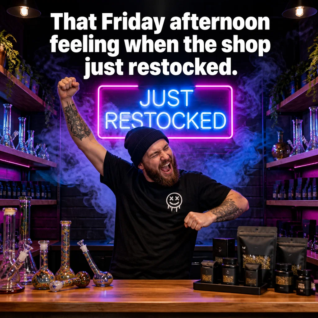 Smoke Shop meme ad example: The Friday Mood