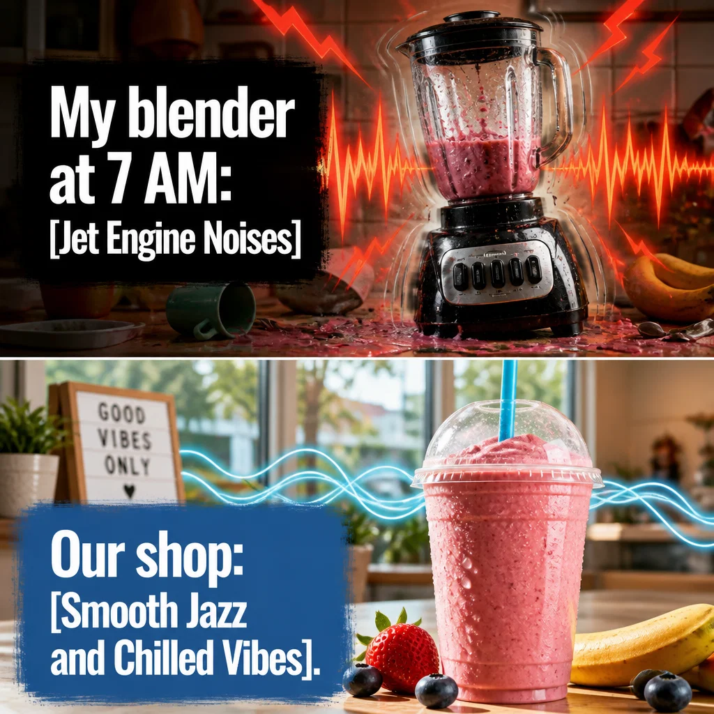 Smoothie Shop meme ad example: The Blender Noise