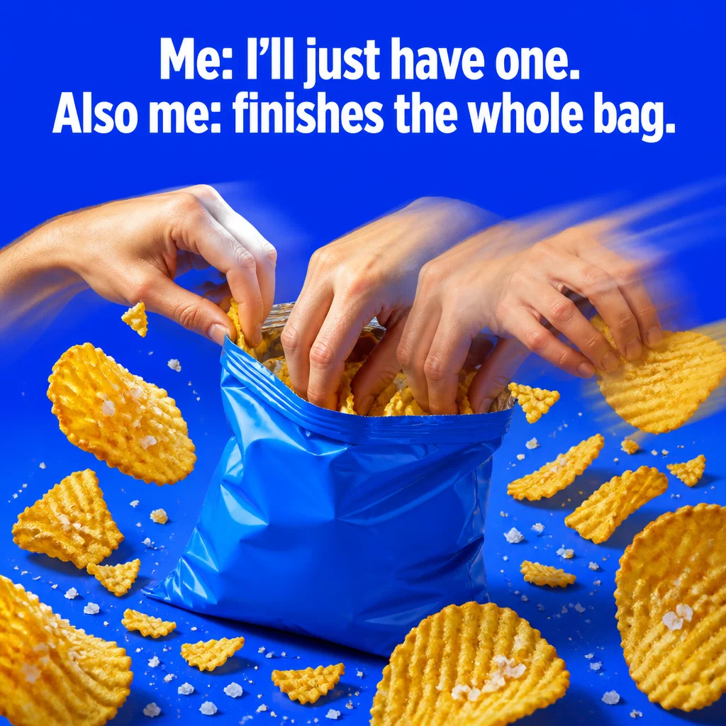 Snack Brand meme ad example: The One-More-Chip Loop