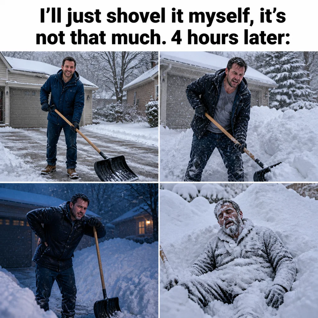 Snow Removal meme ad example: The Shovel Regret