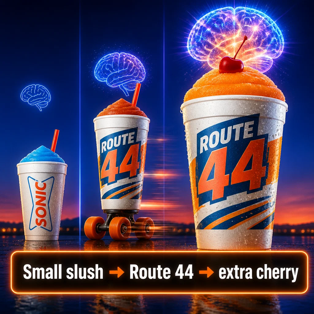 Sonic Drive-In meme ad example: Expanding Brain Slush