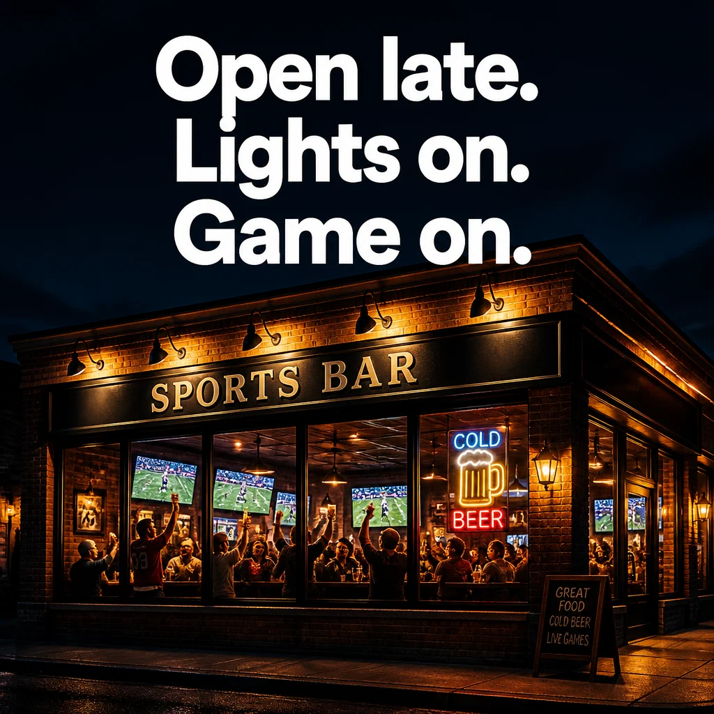 Sports Bar ad concept example: The Night Owl View