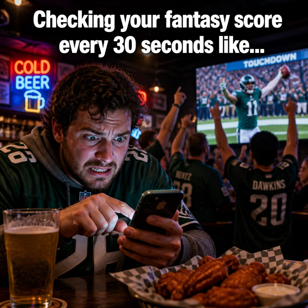 Sports Bar meme ad example: The Fantasy Football Stress