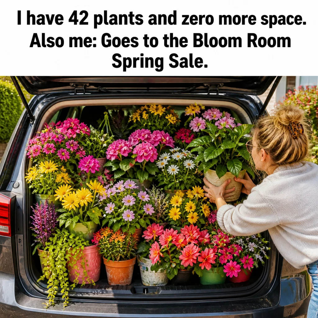 Spring Sale meme ad example: Plant Parent Problems