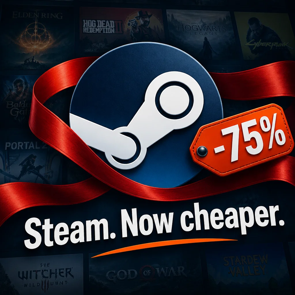 Steam ad concept example: Sale Ribbon Lockup