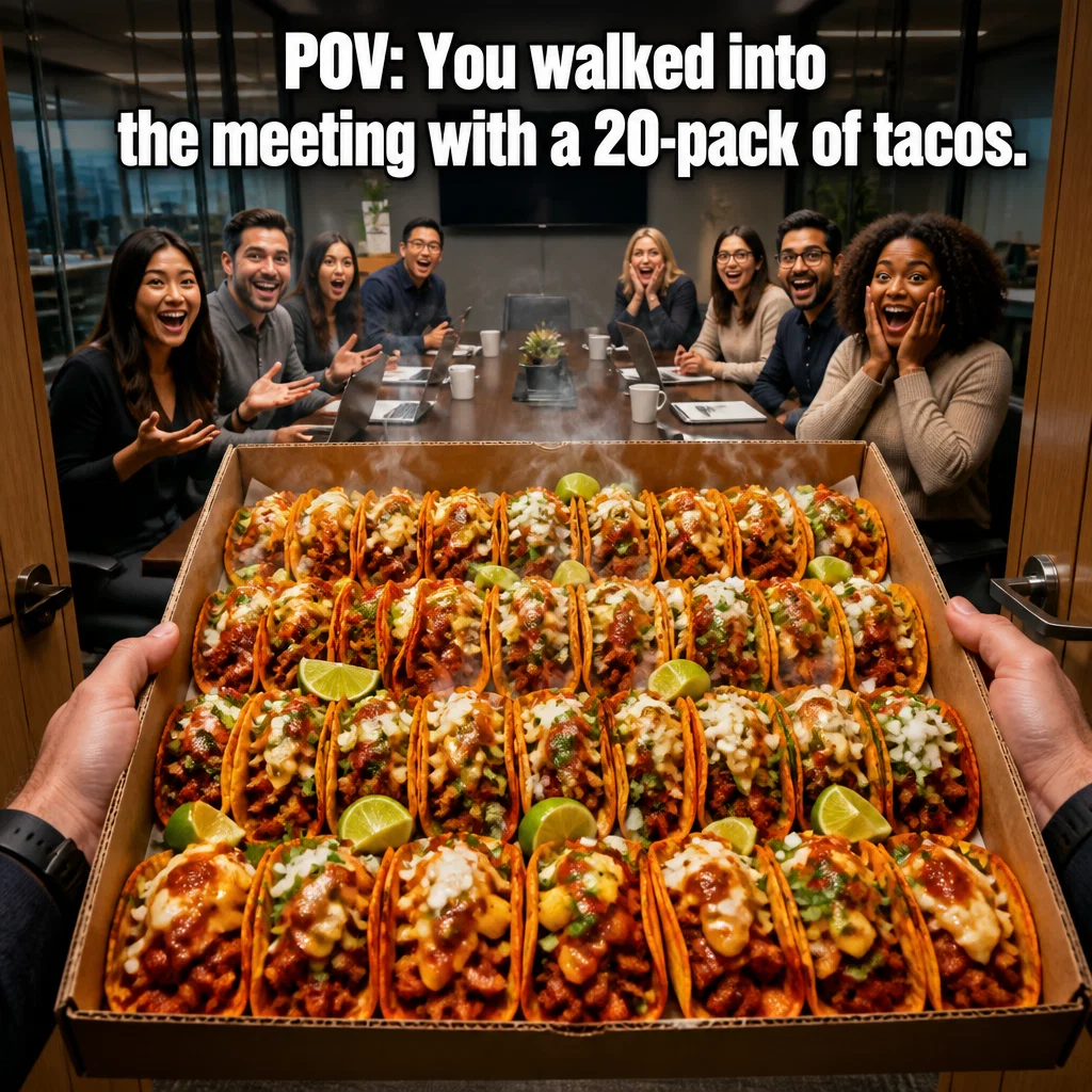 Taco Shop meme ad example: The Office Hero