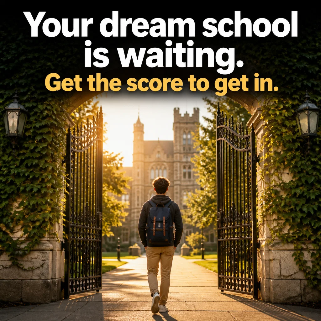 Test Prep ad concept example: The Campus Dream
