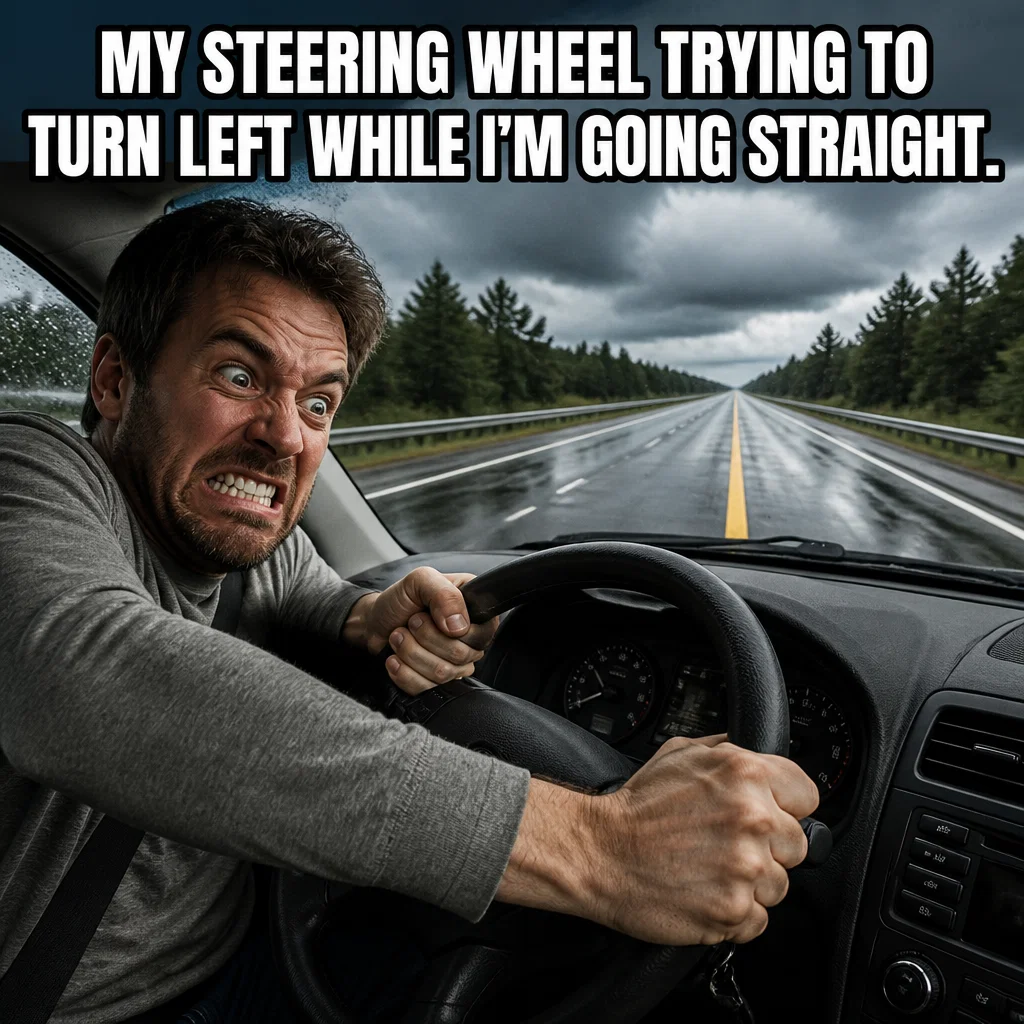 Tire Shop meme ad example: The Alignment Struggle