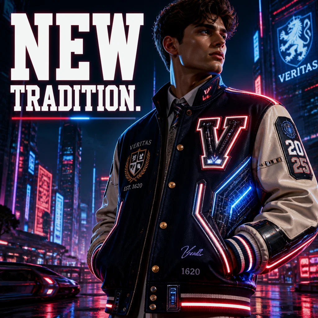 Tommy Hilfiger ad concept example: The Cyber-Varsity Jacket