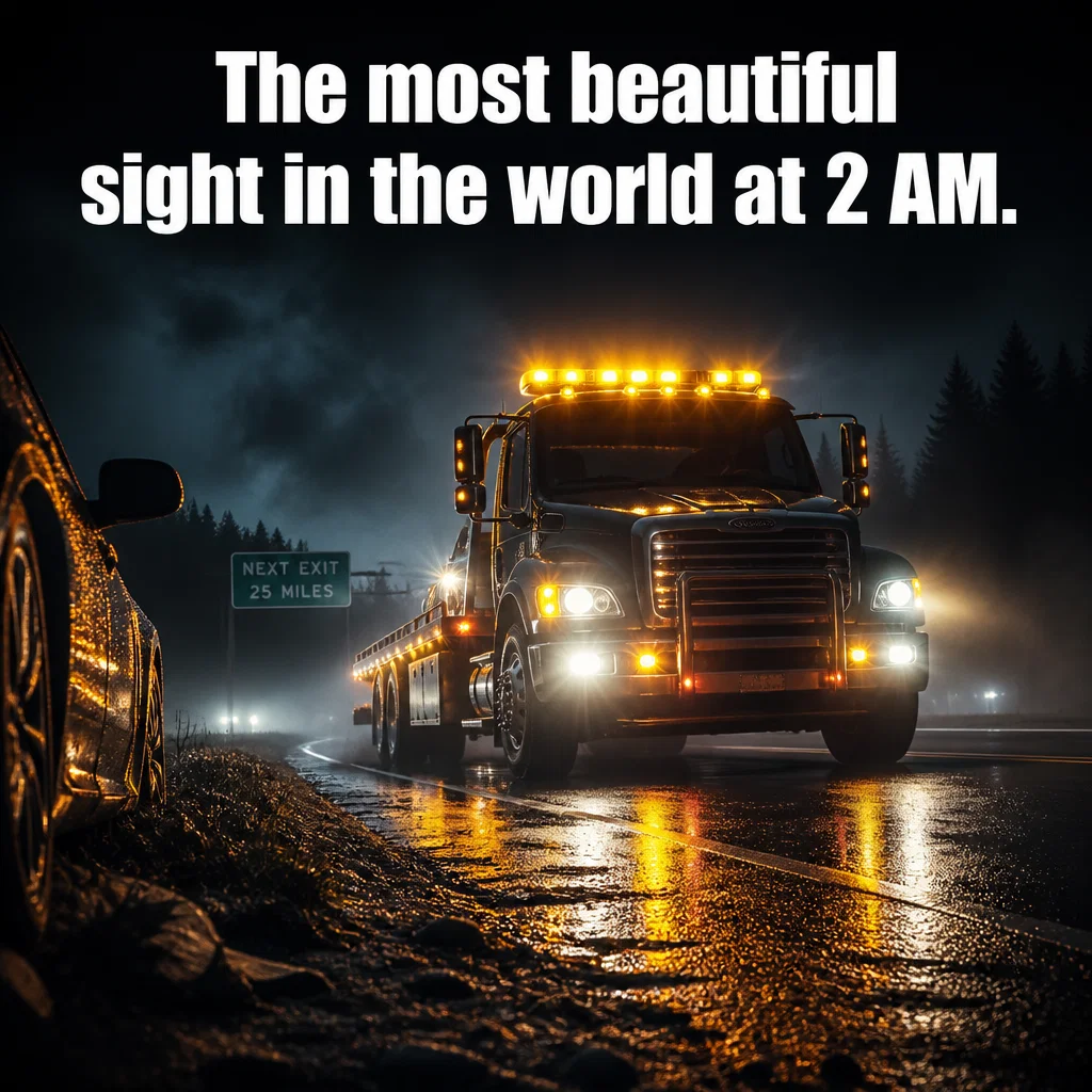 Towing Company meme ad example: The Hero Arrival