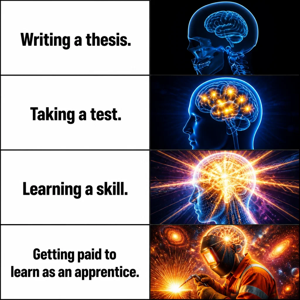 Trade School meme ad example: Big Brain Career