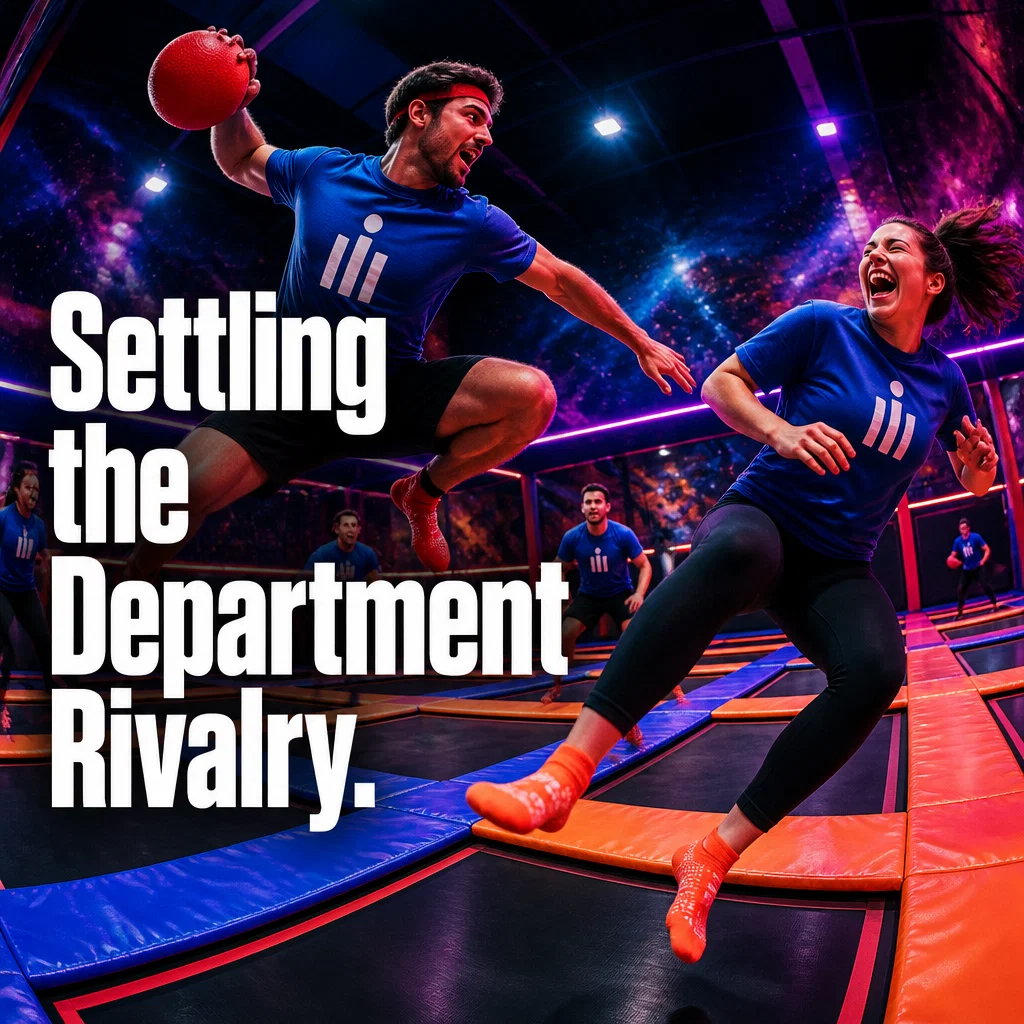 Trampoline Park ad concept example: Corporate Dodgeball Clash