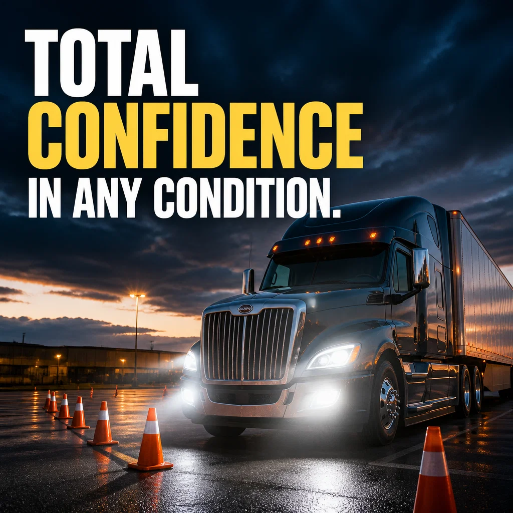 Truck Driving School ad concept example: Night Driving Prep
