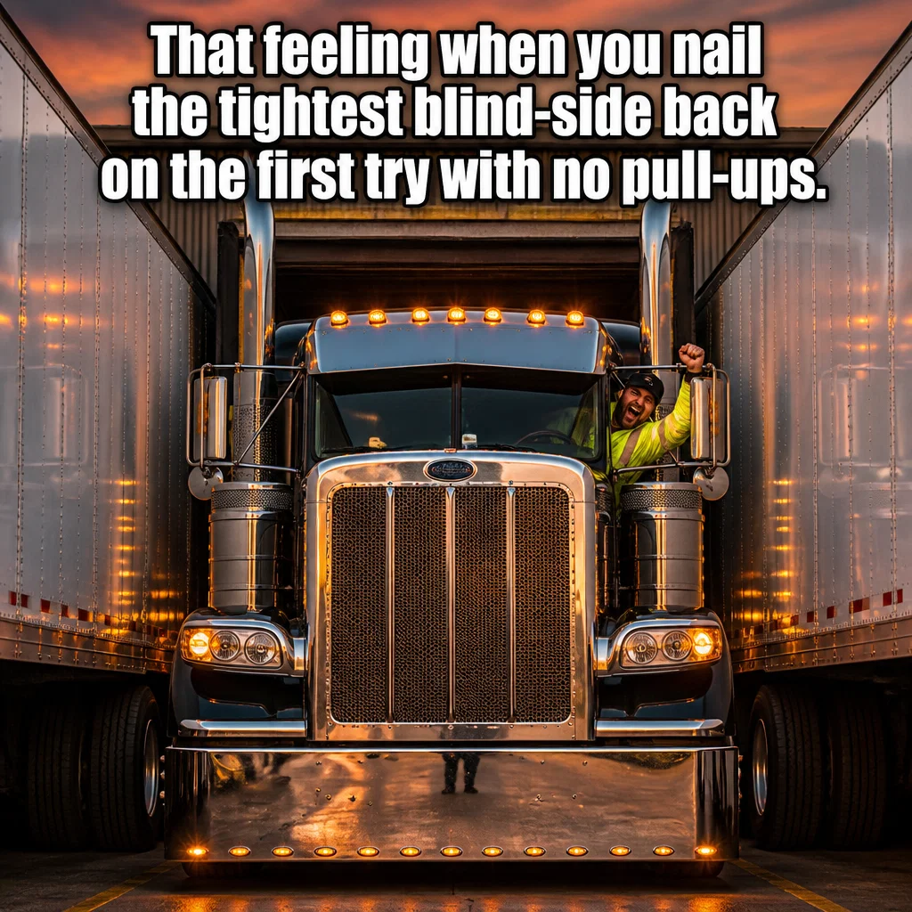 Trucking Company meme ad example: The Perfect Back-In