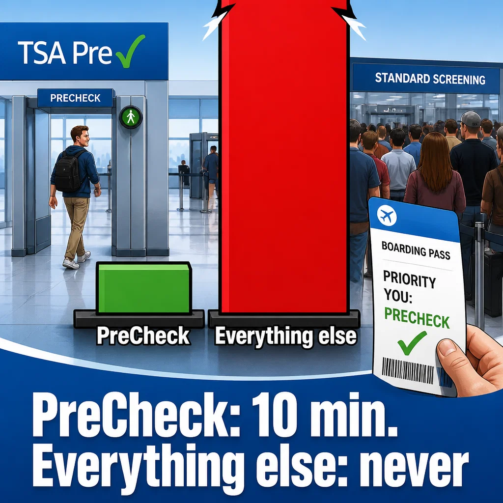 TSA PreCheck meme ad example: PreCheck vs Reality