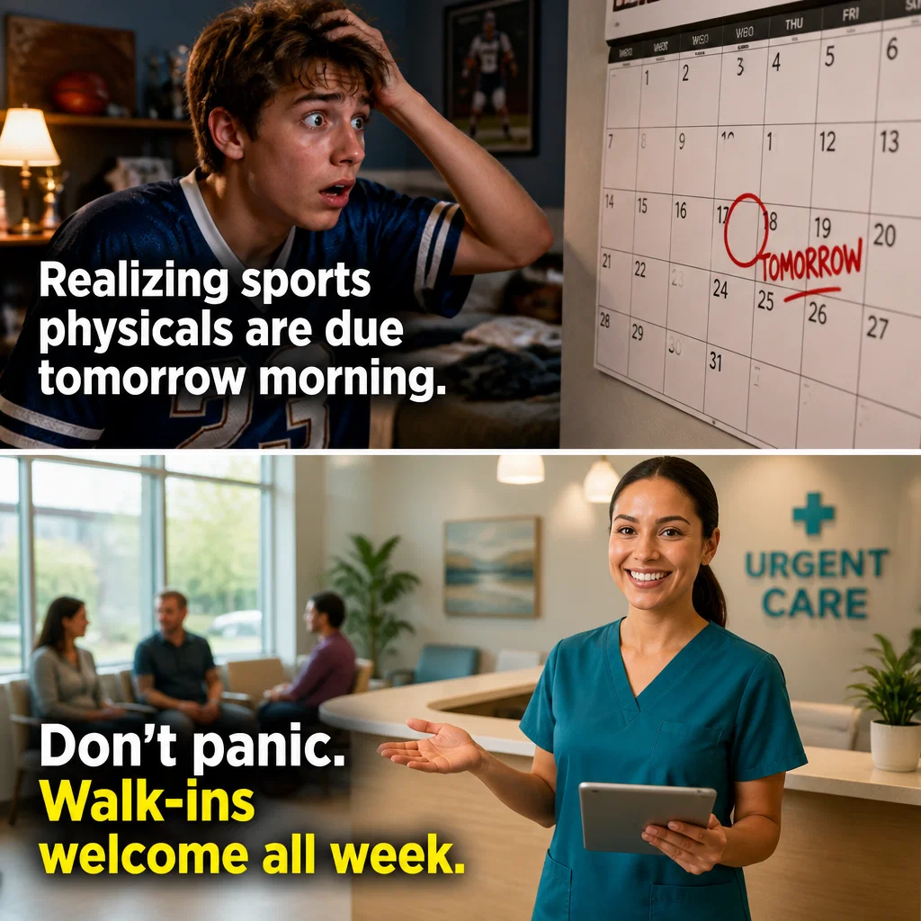 Urgent Care meme ad example: Sports Physical Season